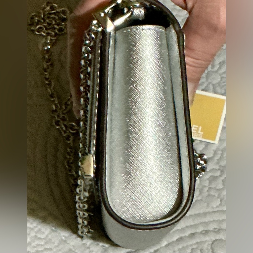 Michael Kors Silver Leather Clutch - Picture 10 of 13